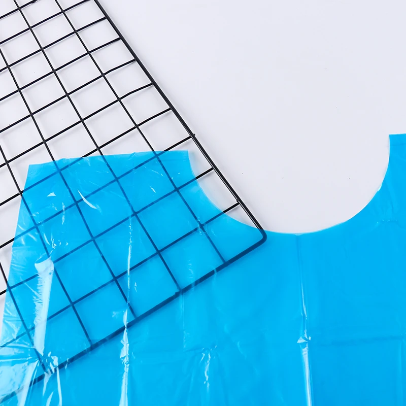 Waterproof Polyethylene Apron CPE Impervious Gown for Cleaning Disposable Sleeveless Gown Blue
