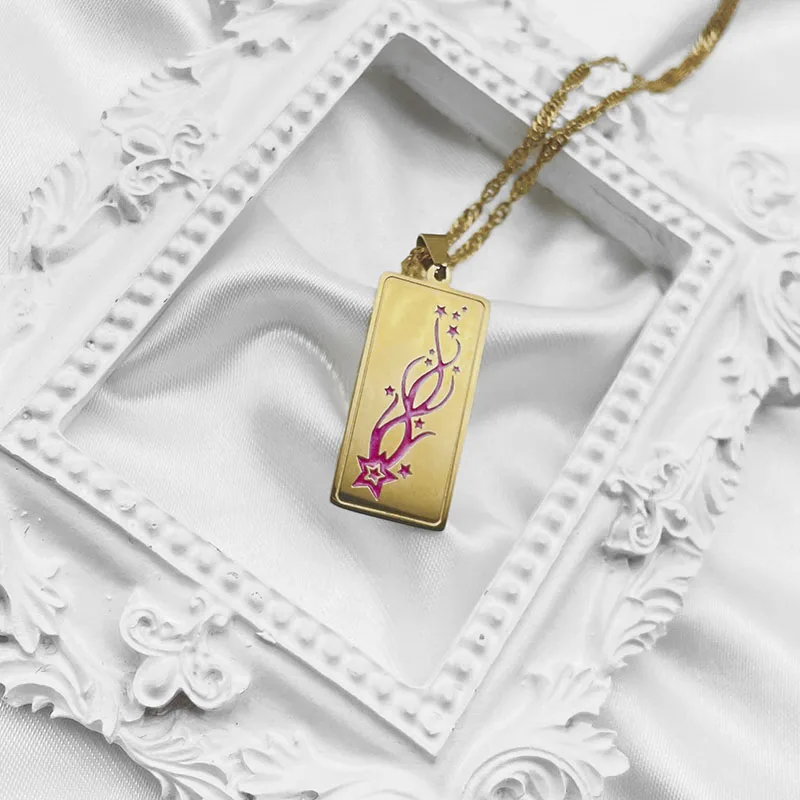 Carline Hotsale New Fashion Women Stainless Steel 18k Gold Plated Sun Moon Star Zircon Pendant Necklace Jewelry Collection