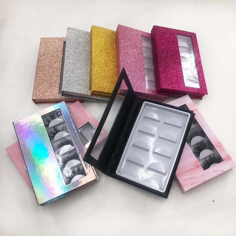 Wholesale 5 Pairs Eyelash Book for 3D Mink Eyelashes Packaging Lashes Box with your custom logo empty no lash