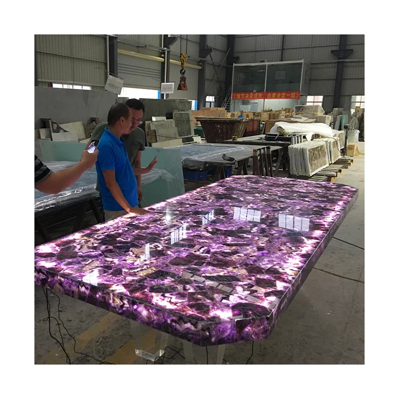 Natural Luxury stone Marble Quartz Amethyst Worktop Countertop Purple Countertops