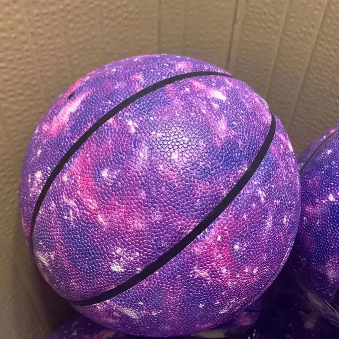 Starry Sky Usa Red White And Blue Acrylic Pink 3D Soft Silent Adult Basketball Ball Without Logo