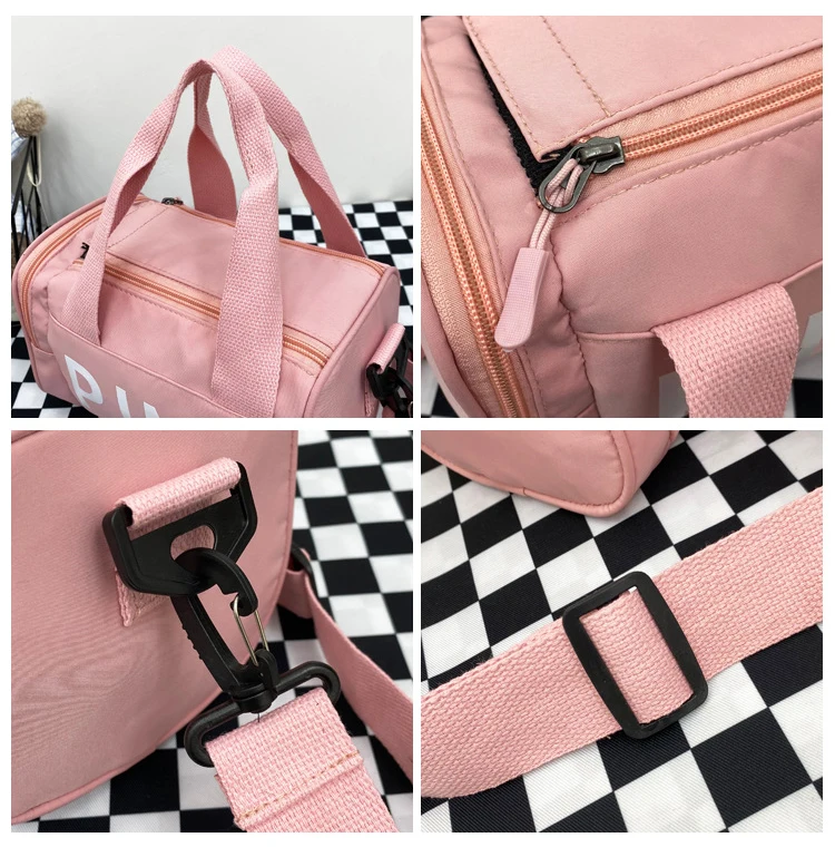 New design Black nylon ladies mini pink hand bag women waterproof mini gym bag female shoulder bag