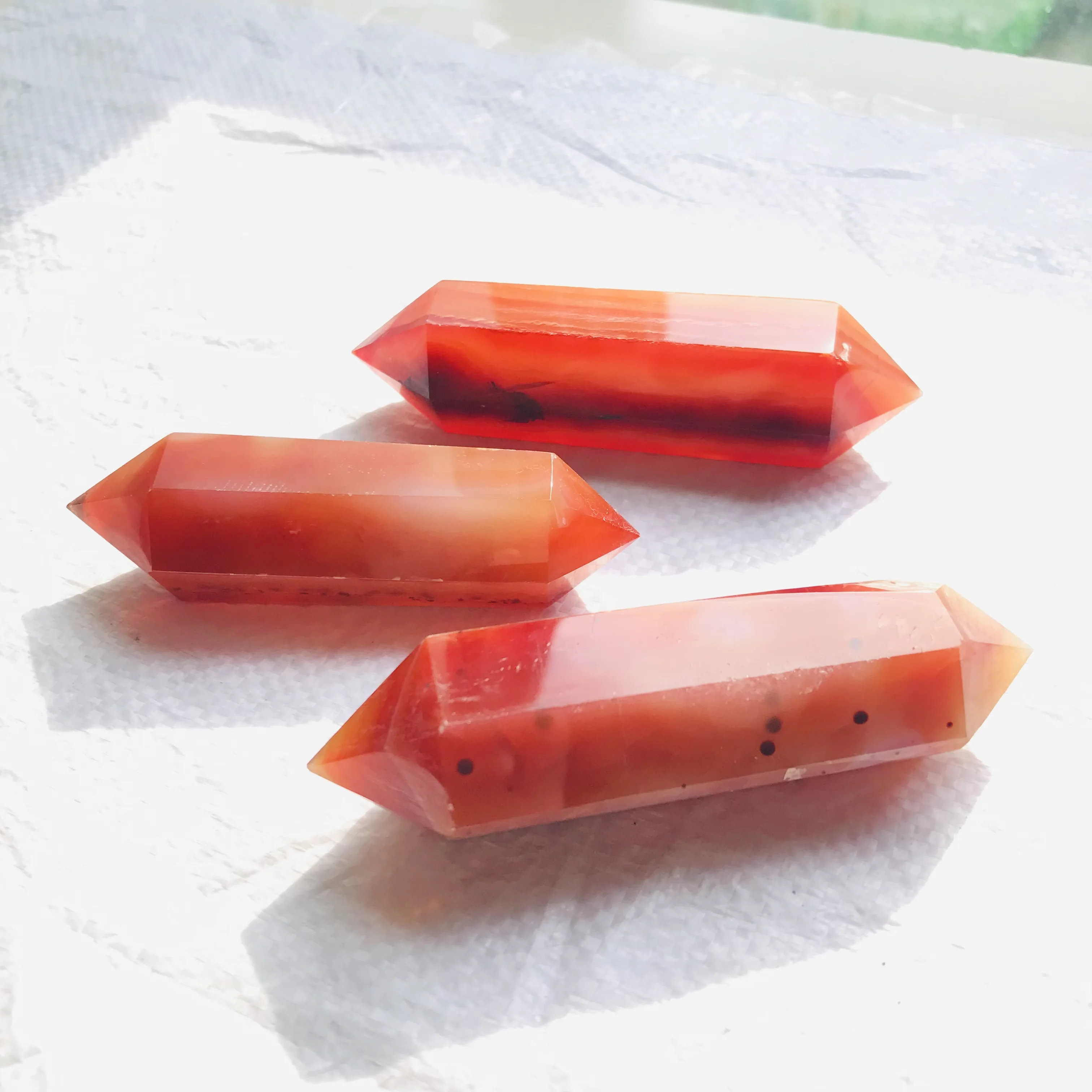 Wholesale crystals crafts double terminated Crystal wands red agate double points tower For decoration