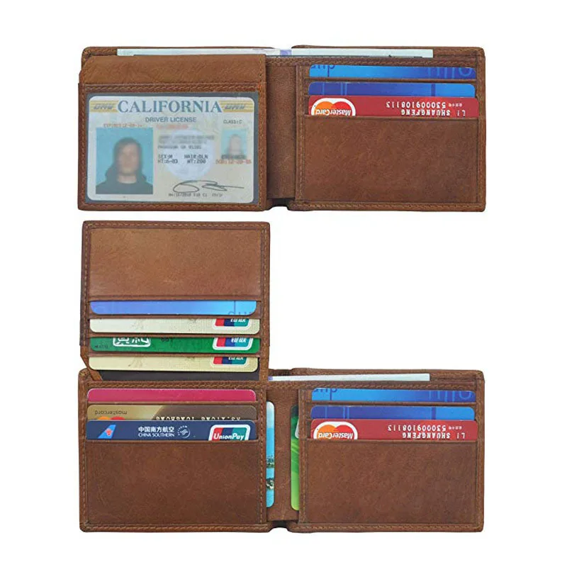 Crazy Horse визитница из натуральной кожи мужской тонкий кошелек amazon горячая Распродажа RFID Блокировка зажим для денег кошелек