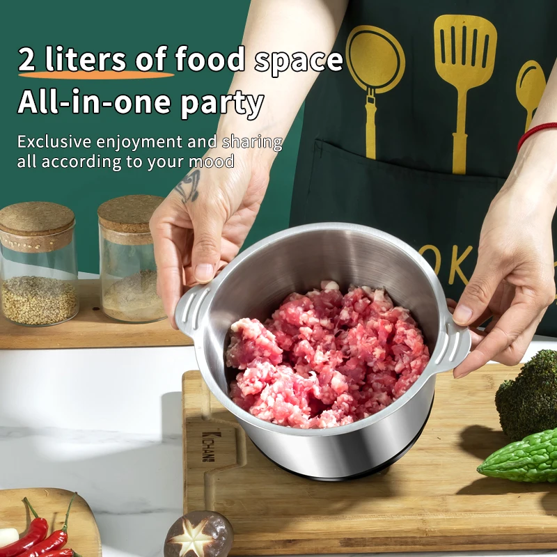 New Design Wholesale Best 2L 3L 5L Household Meat Chopper Food Stainless Steel 4 Blade Electric Meat Grinders For Sale
