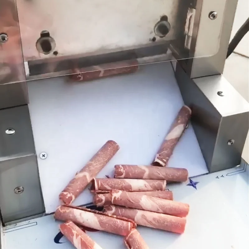 Rebanadora De Carne Fully Automatic Commercial Wide Frozen Fish Meat Bacon Slice Cut Make Slicer 4 Rolls Machine