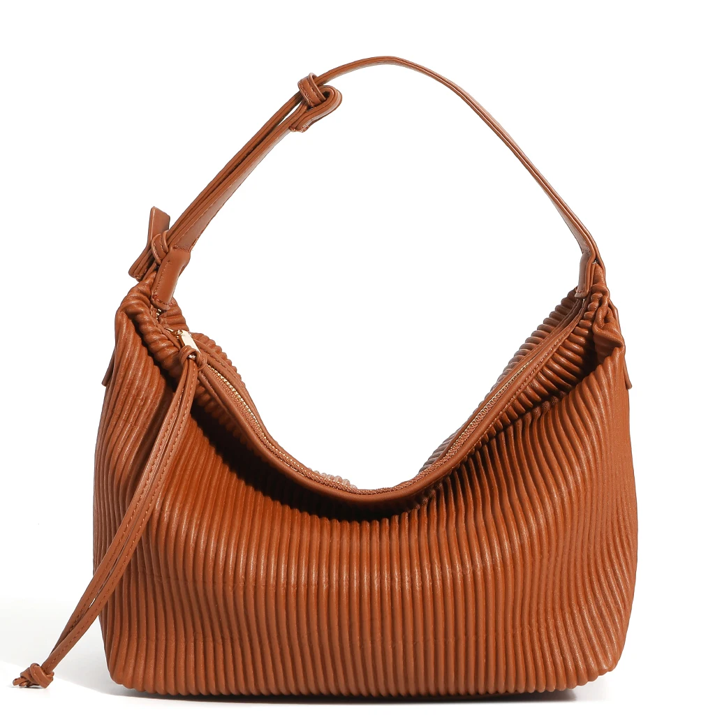 2021 New arrival top quality  fashion design Wrinkle Hobo Hand Bags For Women Shopping Embroidery Purses