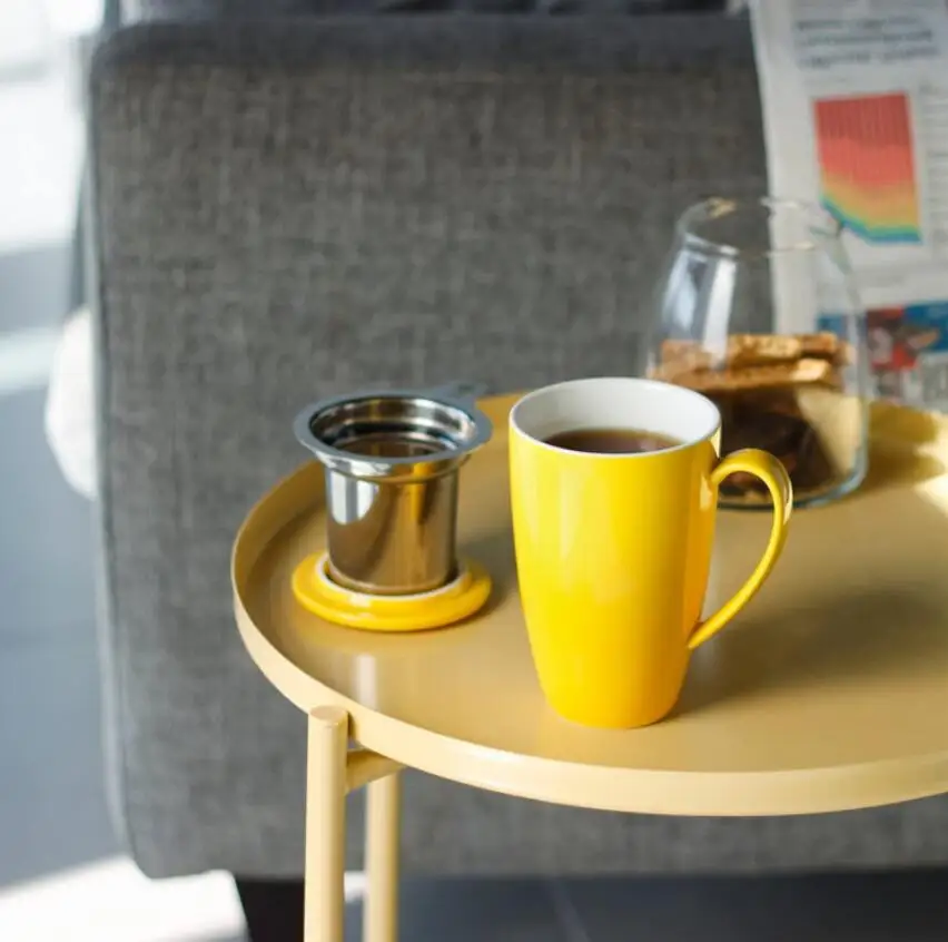 Amazon hot selling item ceramic mug with stainless steel filter tea infuser cups