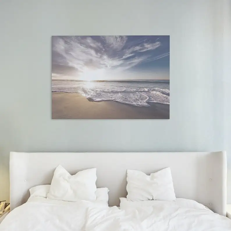 Beach Seascape Paintings Canvas Wall Art Ocean Painting Horizontal Wave Paintings for Home Decor