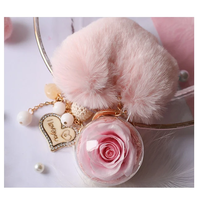 Wholesale heart and key keychain heart shape keychain flor preservada llavero sublimation heart keychain