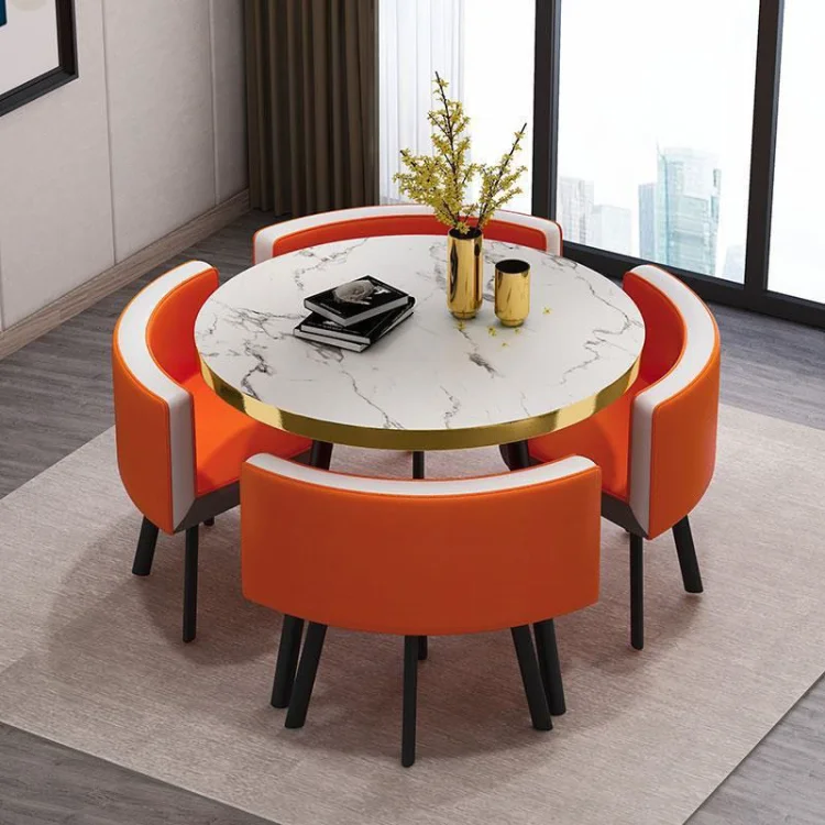 CZTZ-04 Simple Creative Coffee Shop Milk Tea Shop Small Round Table Four Chair Combination