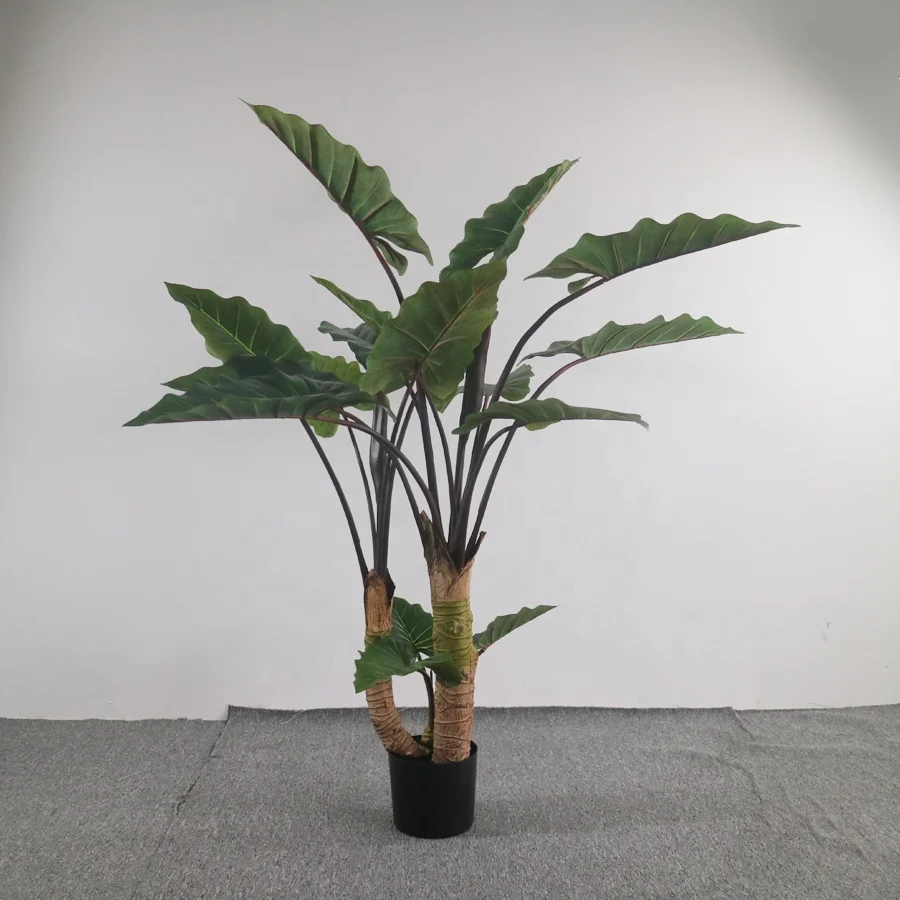 Garden decorative real touch artificial taro plant tree with pot for exporting