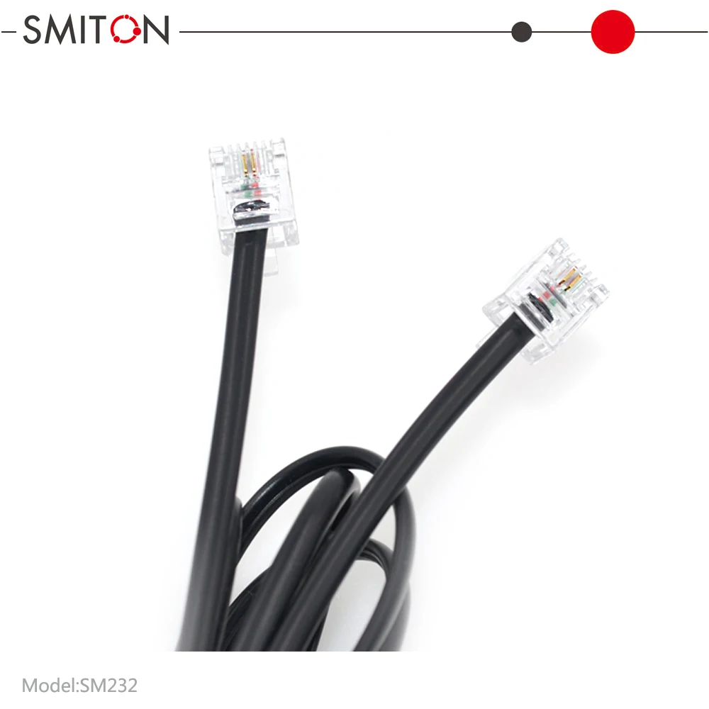 PVC Flat 2 Cores RJ11 to RJ11 6P2C Cable for Telephone