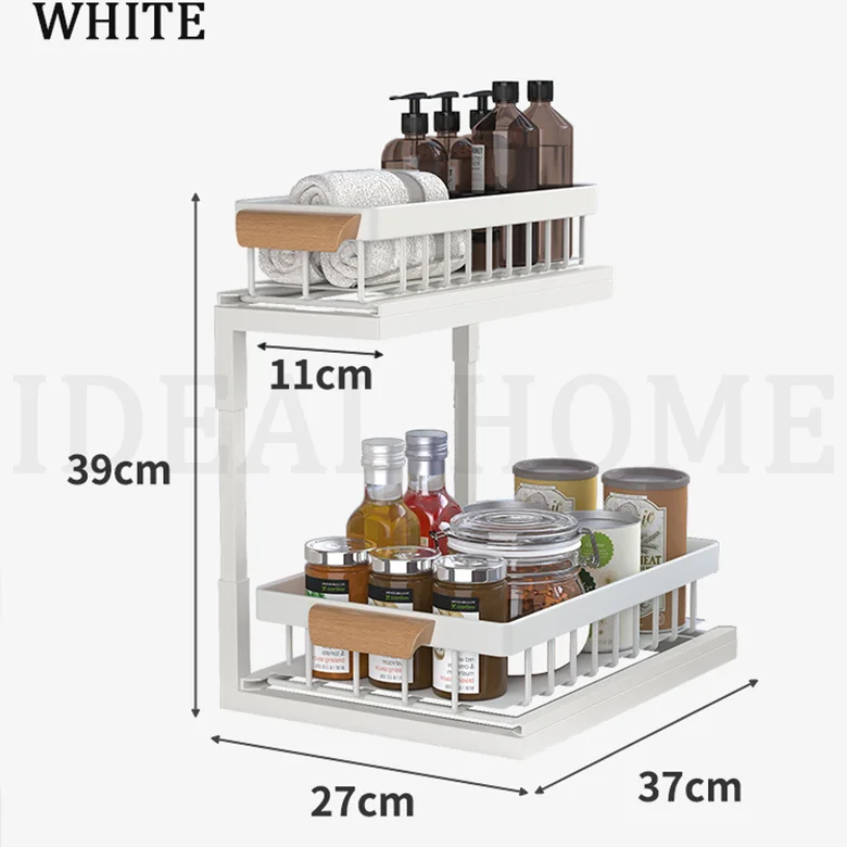 Factory customization Kitchen cabinet condiment layering storage rack drawer type deep cabinet under sink sink storage rack