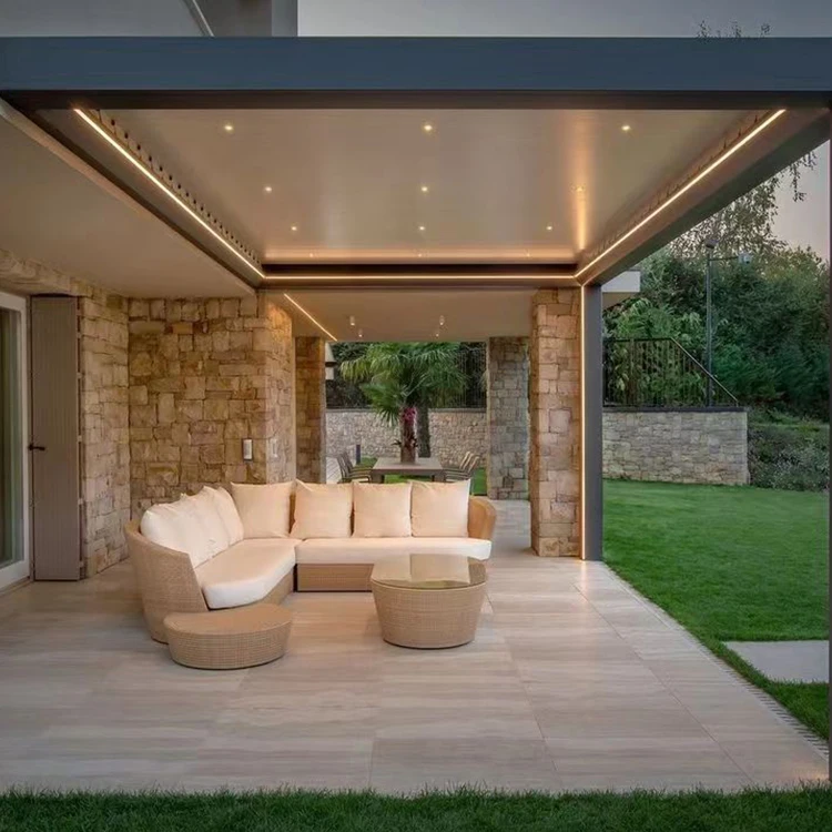 High Quality Garden Building Automatic Pergolas and Gazebos Aluminum Outdoor with Electric Louver Roof System All-season Party