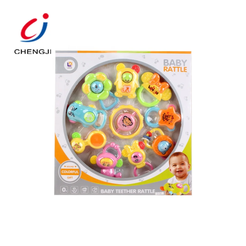 
New design best quality plastic rattle teething toy baby teether rattles 