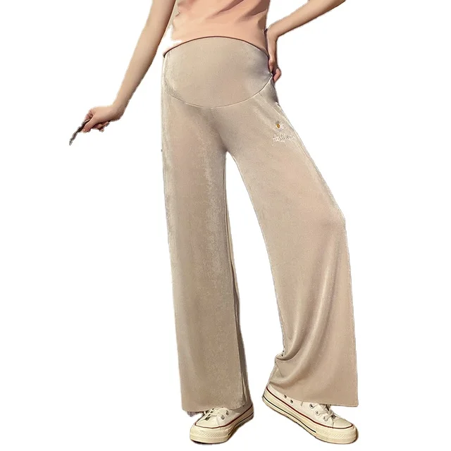 Loose belly pregnant trousers fashion flower print Maternity pants maternity knit pants seamless