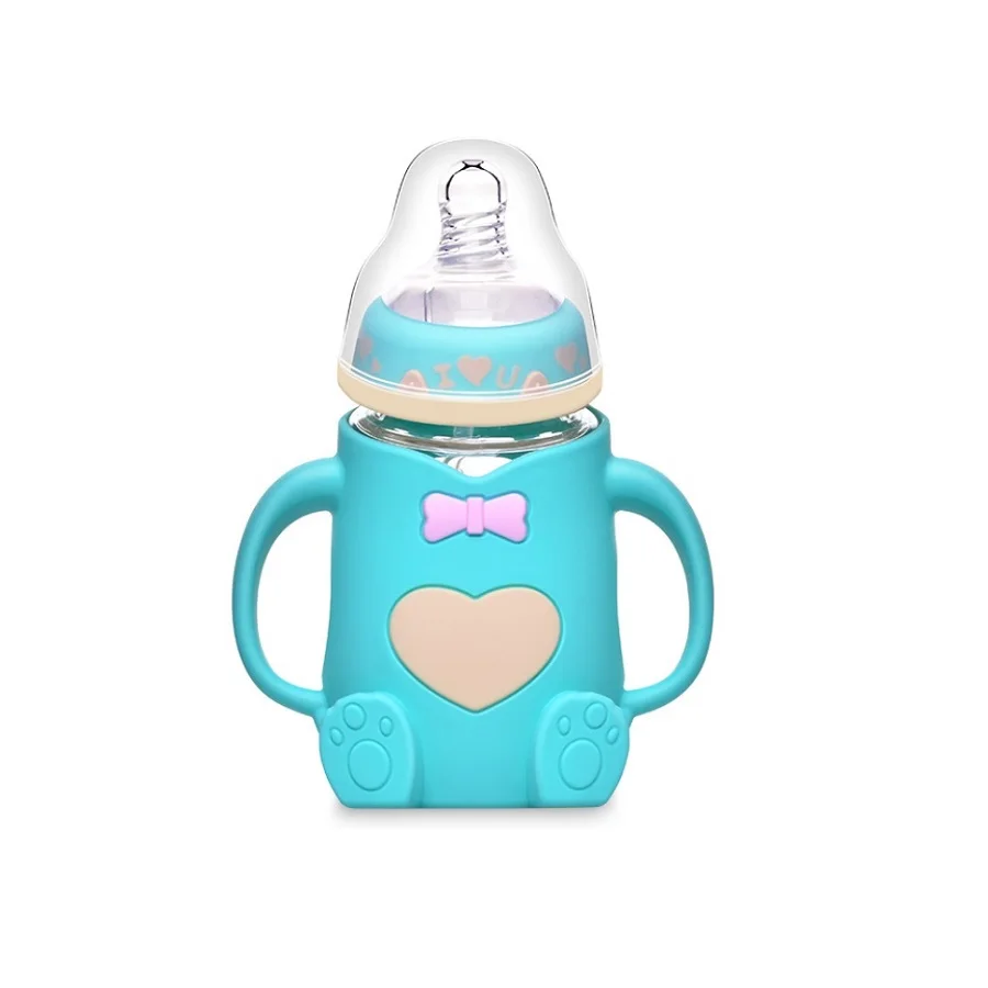 Wholesale Food Grade BPA Free Silicone Glass Feeding Unique Baby Bottle