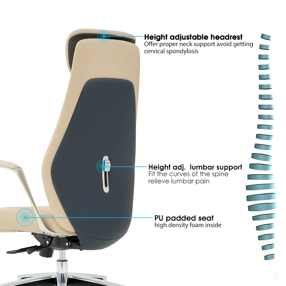 Foshan NOEL cadeira de escritorio genuine leather office chair ergonomic leather office desk and chair set  sillas de oficina