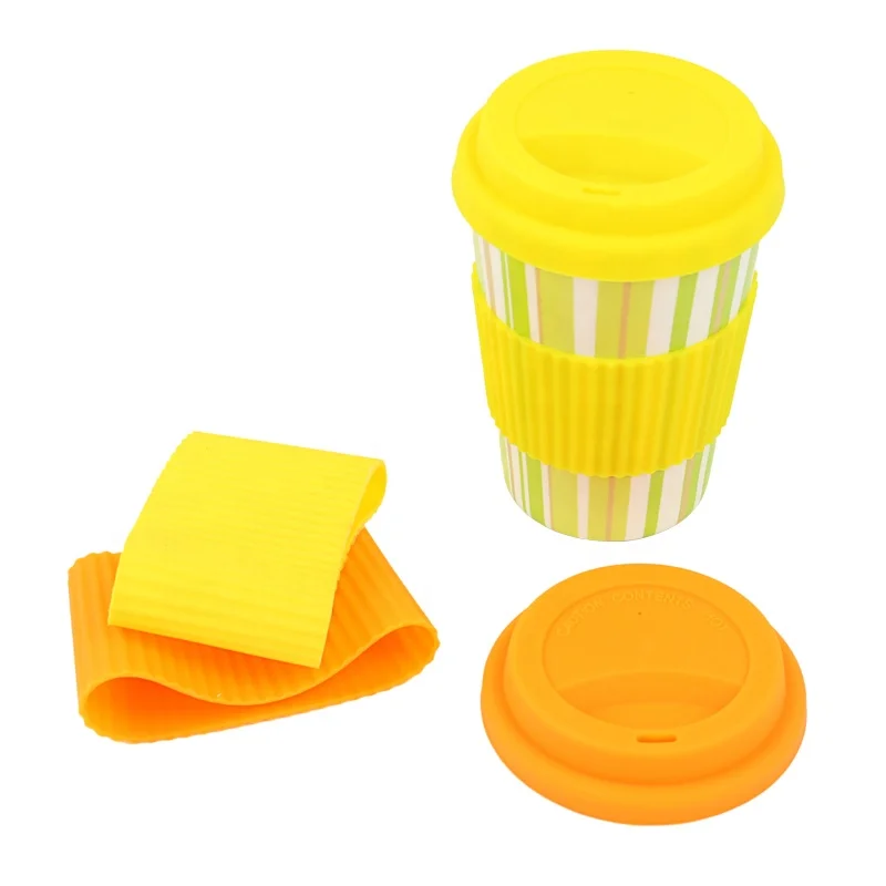 High quality bamboof fiber mugs travel mug sublimation custom tumblers with silicone lid