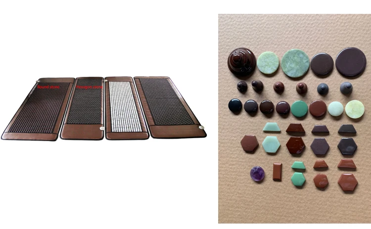 Mattress Jade Massage Bed With Heat Therapy of Stones Tourmaline - Negative Ions - Mesh Mat With Adjustable Timer & Temperature