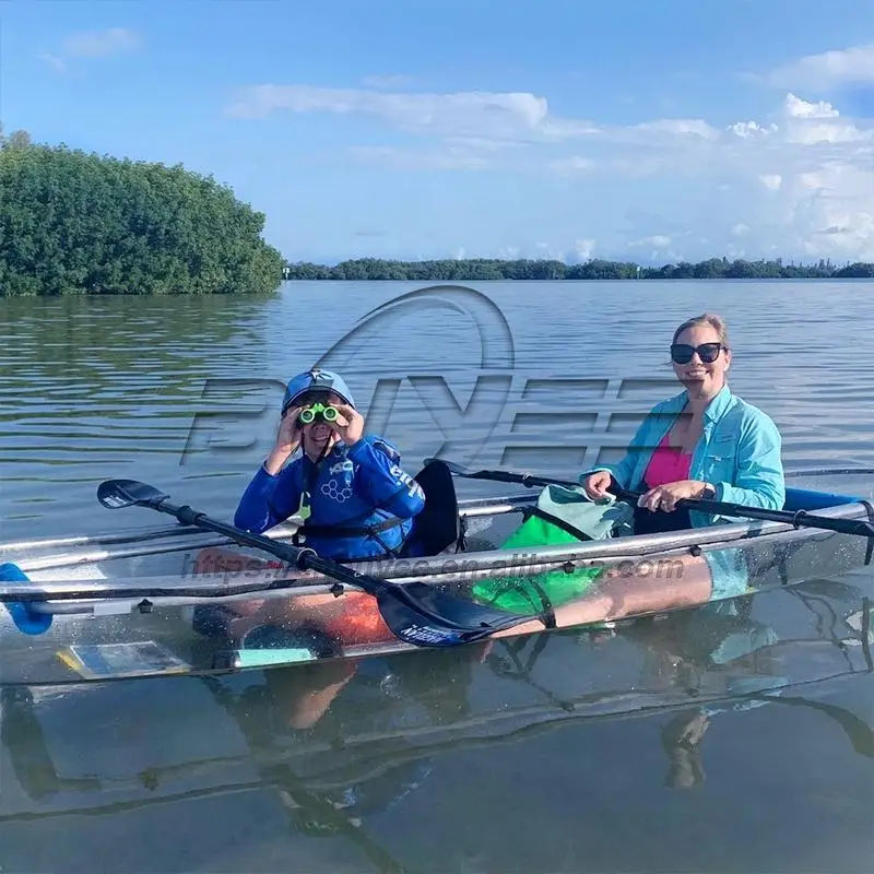 Cheap Price Transparent Bottom Kayak Easy Craft Electric Motor Clear Crystal Canoe 2 People Fishing Boat for Sale