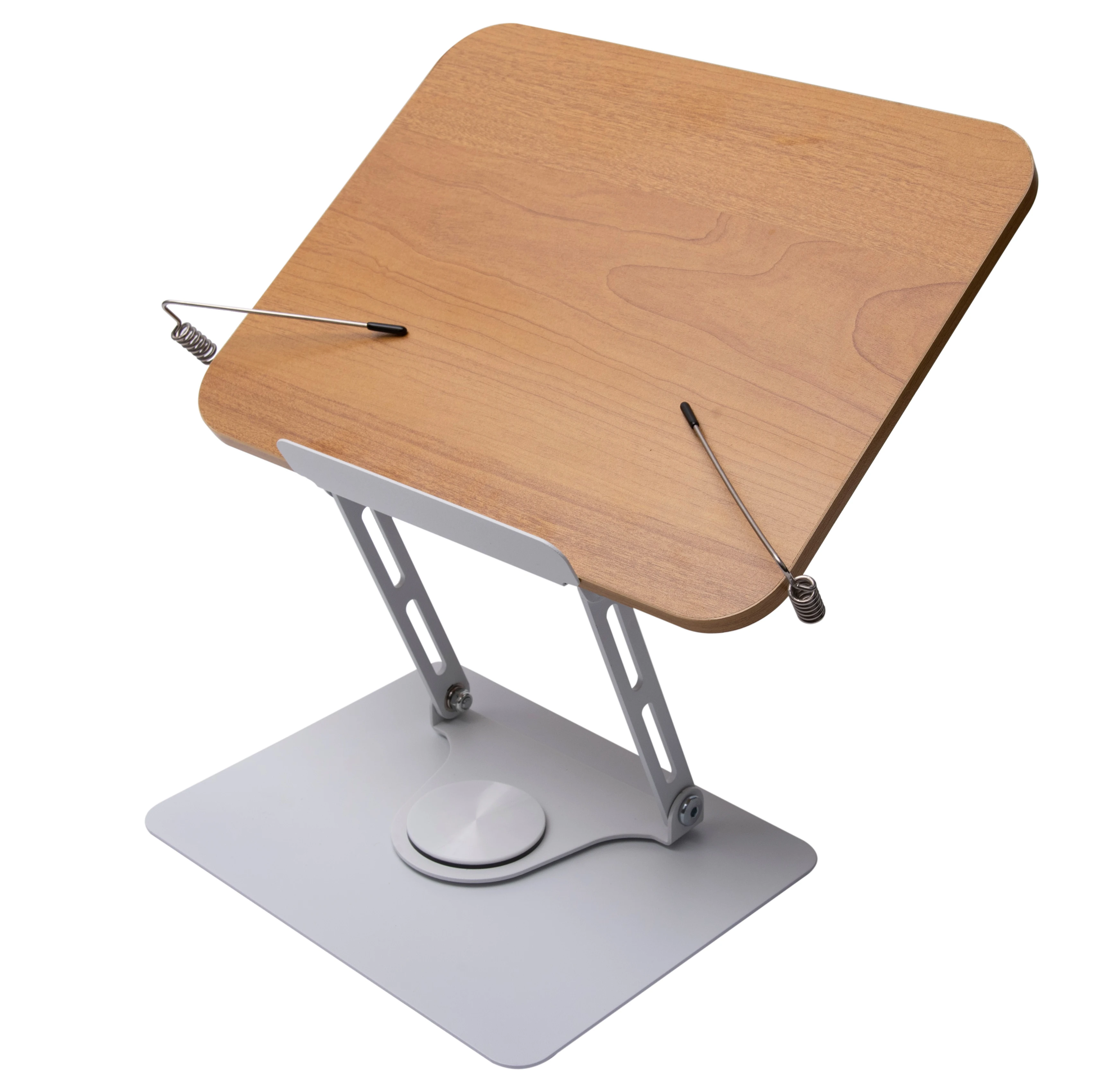 Book Stand for Reading Hands Free Multi Angle Adjustable Book Holder Stand with 360Rotating Base and Page Clips