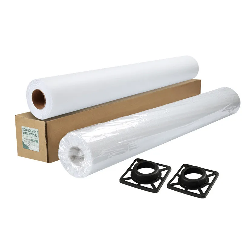 Wide Vinyl Wall Paper White Blank Printable PVC Wallpaper Roll For Digital Printing