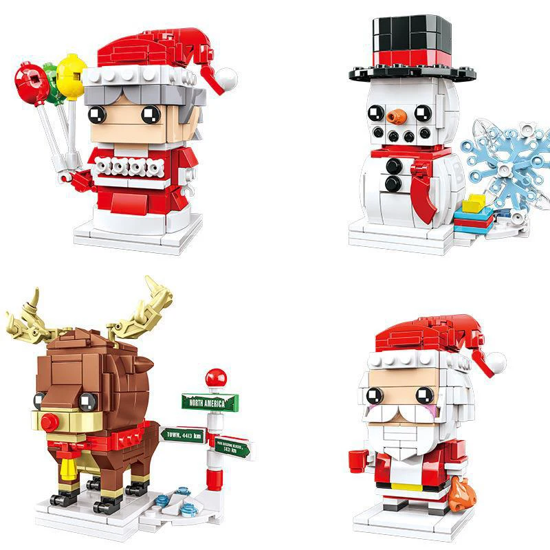 Christmas Building Sets  Hot Selling Mini Assembly Xmas Santa Christmas Figures Set Building Blocks Toys