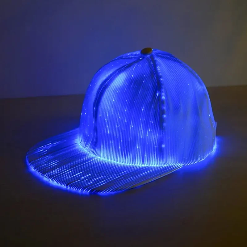 Custom LED Fiber Optic Light Theme Hip Hop Hat Custom Exclusive Bar Party Pattern LED Full Color Fiber Optic Light Baseball Caps