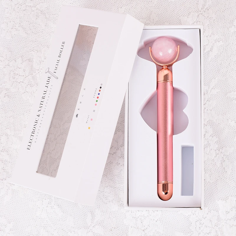 High Quality Metal Welded Face Massage Natural Facial Anti Aging Purple Black Pink Green Electric Jade Roller Skin Care