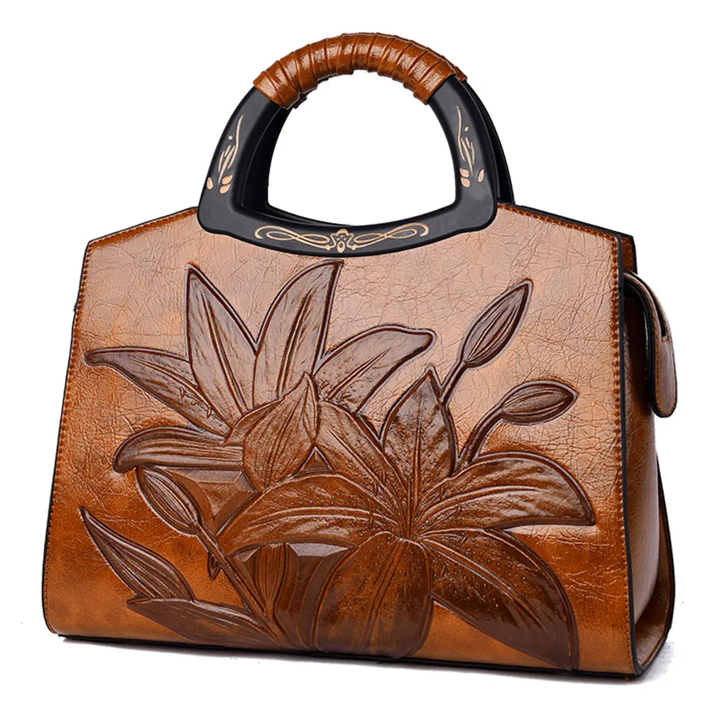 JIANUO hot selling women high quality leather handbags most popular embossed handbags