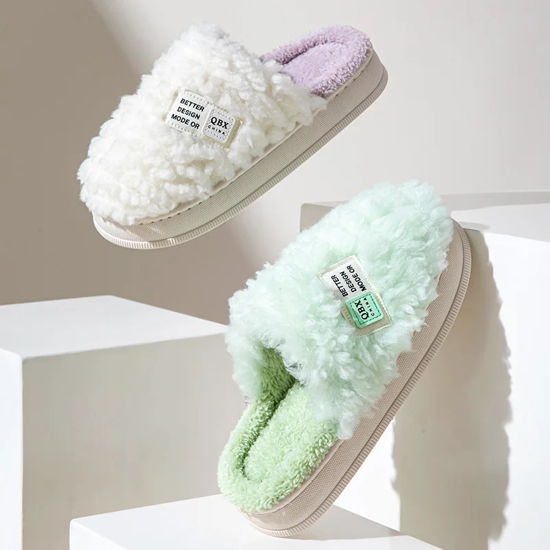 Hot Sale Furry Cozy Slippers Coral Fleece Slipper Rubber Sole Cute Warm Slippers For Winter