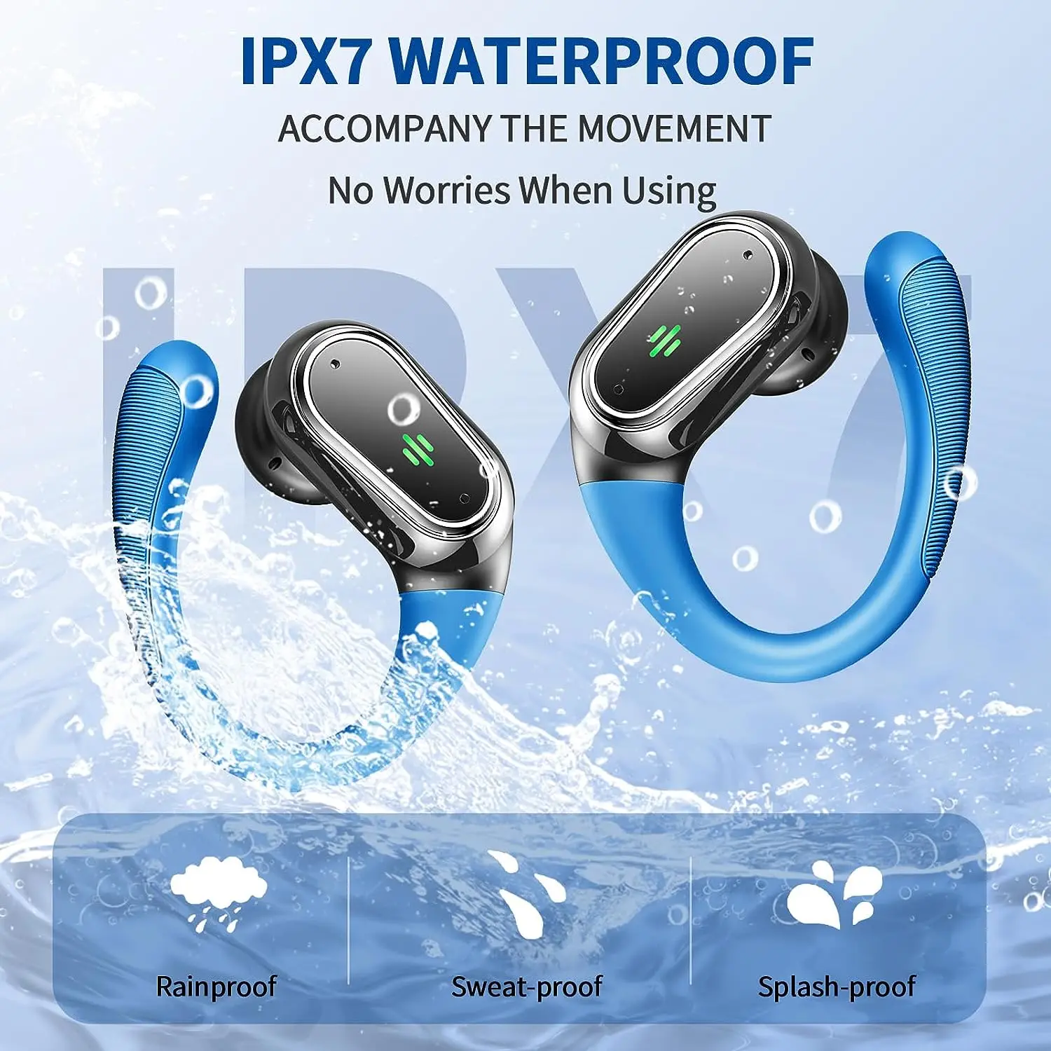 Huien Wireless Earbuds IP7 Waterproof Noise Cancelling Ear buds Bluetooth 5.3 Headphones Sport Hifi Stereo Gaming Earbuds