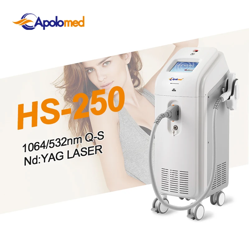 Apolo-laser q switch yag laser stationary Q switch Nd YAG laser tattoo removal equipment HS-250E+