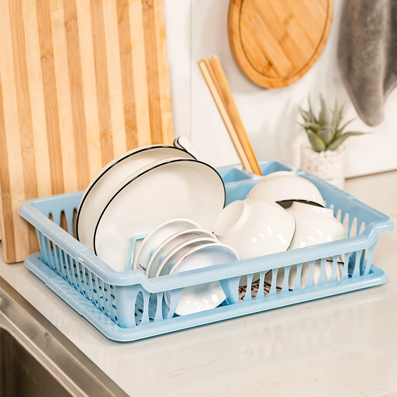 Двухуровневый стеллаж для посуды, органайзер для посуды, кухонная сушилка для посуды, кухонный стеллаж для хранения посуды с капельным лотком