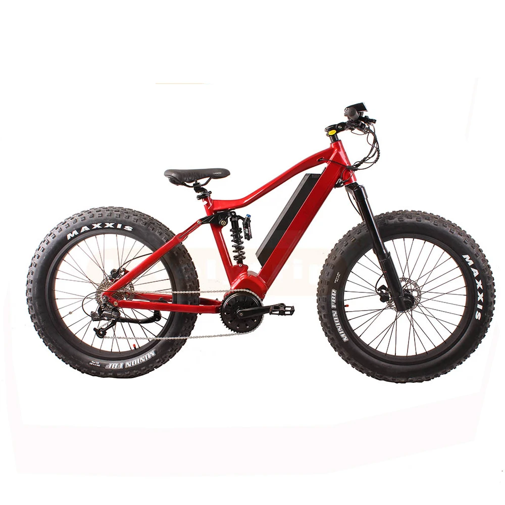 26 inches smart downhill full suspension 48v 1000w fat tire electric mountain bicycle / fast electric speed bike for tall men