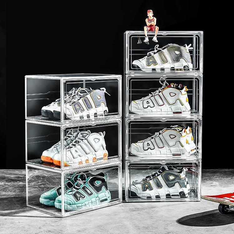 Clear Plastic Stackable Shoe Storage Boxes, Easy to Assembly Shoe Cases, Organizers and Containers