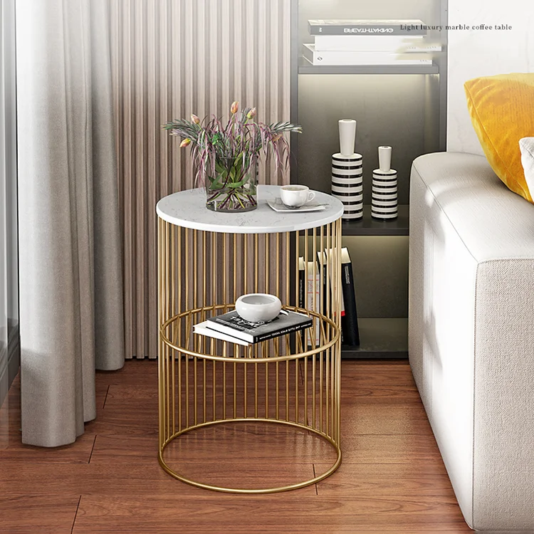 Vekin sofa corner cabinet rack living room mini round corner table nordic iron light luxury side table small coffee table