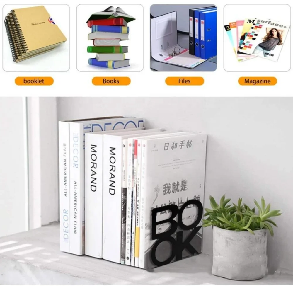 Custom School Office Heavy Duty Metal Bookends Steel Book Shelf Holder Universal Economy Library Desktop