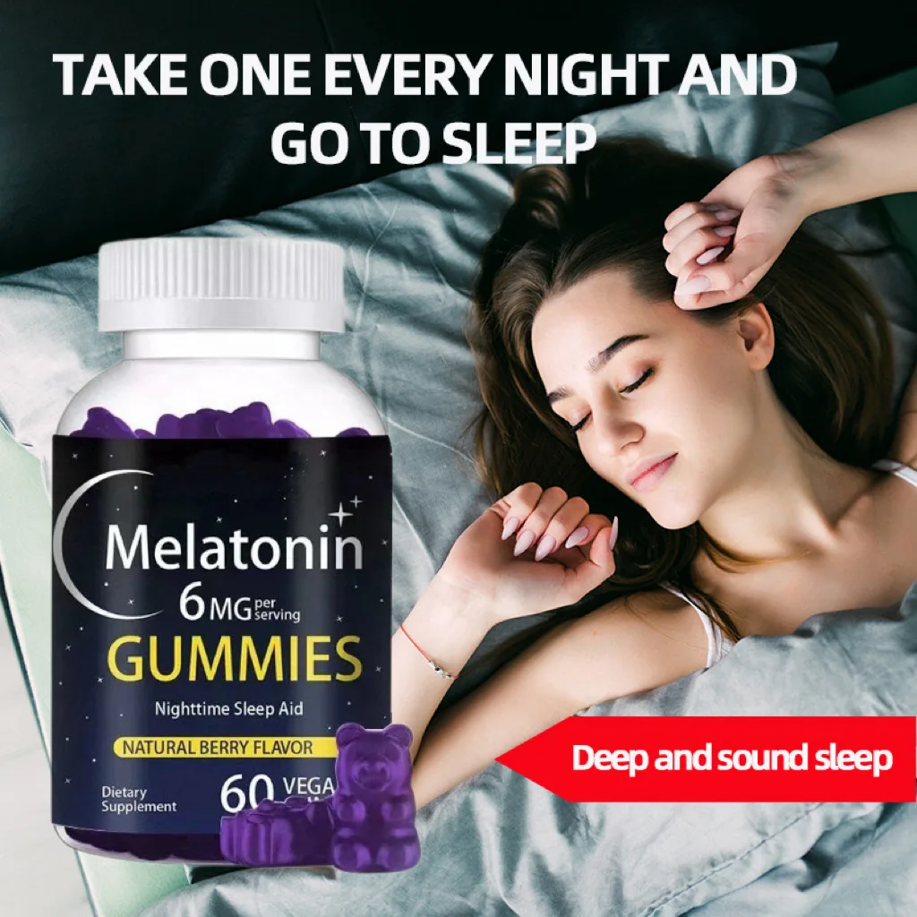 Wholesale 60 Count Melatonin Gummies in Berry Flavor Cross-Border Export for Foreign Trade Herbal Supplements