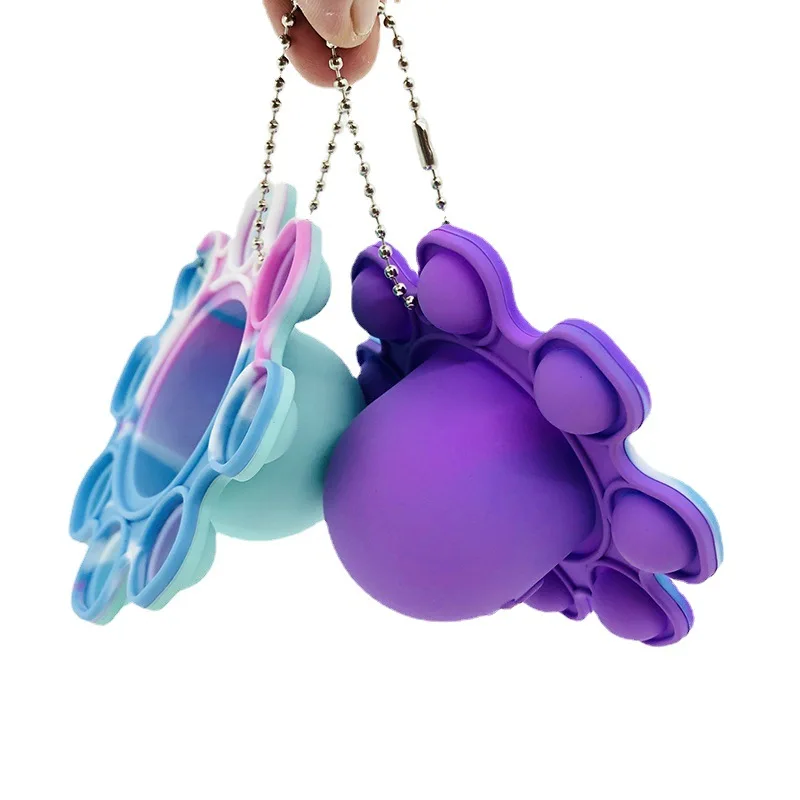 Hot Sale Silicone Reversible Octopus Keychain Flip Push Bubble Pop Fidget Toy