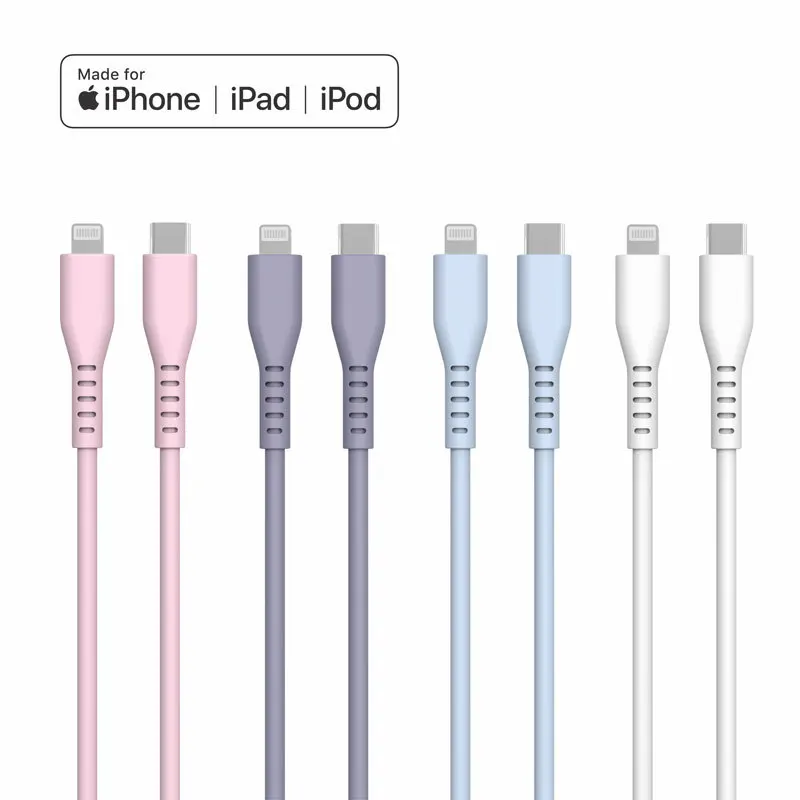 MFI certified  Type c to lighting soft silicone 3A fast charging cable for iphone 14 pro  max