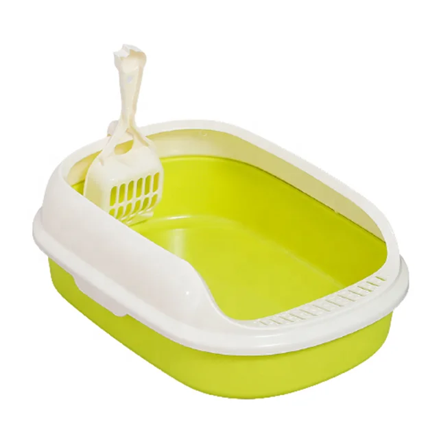 Plastic modern cheap pet toilet cat litter box with free shovel