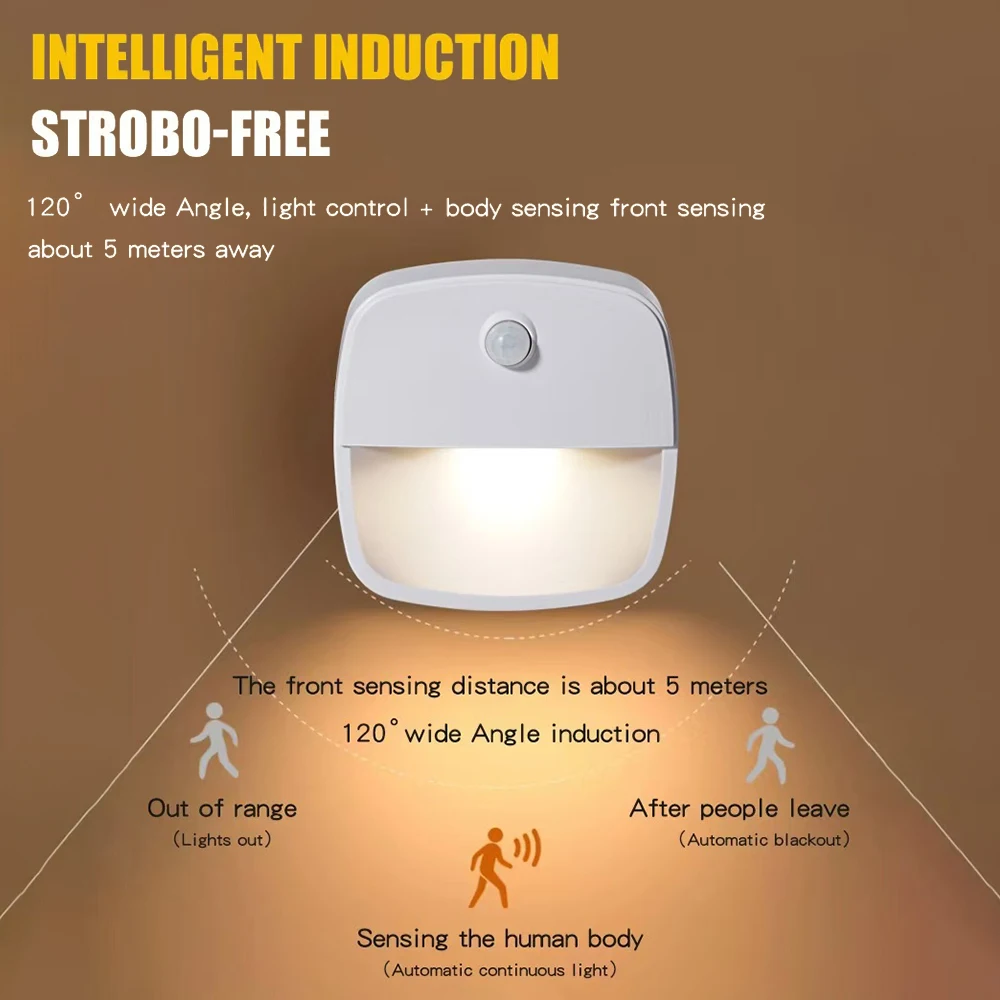 Christmas Gift Motion Sensor Light Indoor Led Night Light Stick On Nightlight Battery Operated Lights for Hallway Stair Bathroom