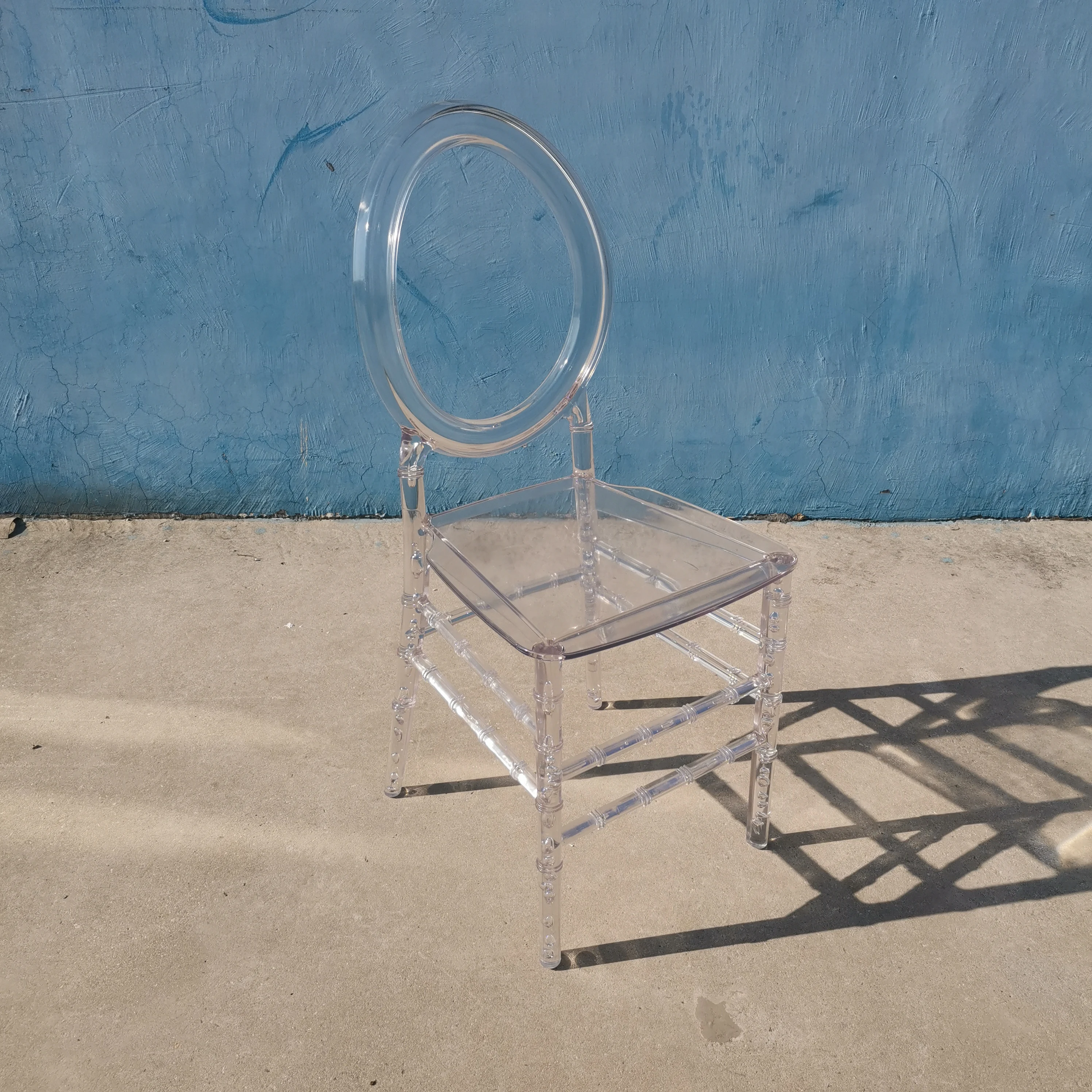 Resin acrylic stackable O BACK resin chiavari wedding chair