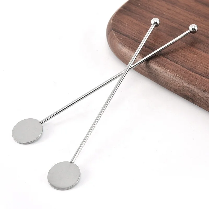 7 Inch Drink Stirrer  Black Coffee Stir Sticks with Round Sign Swizzle Sticks for Cocktails Coffee Chocolate Milk Juices