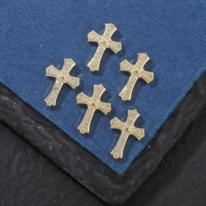 Retro Cross Nail Charm Alloy Rhinestones Cross Charms Punk Gothic Nail Art Supplies for Acrylic Nail Decoration
