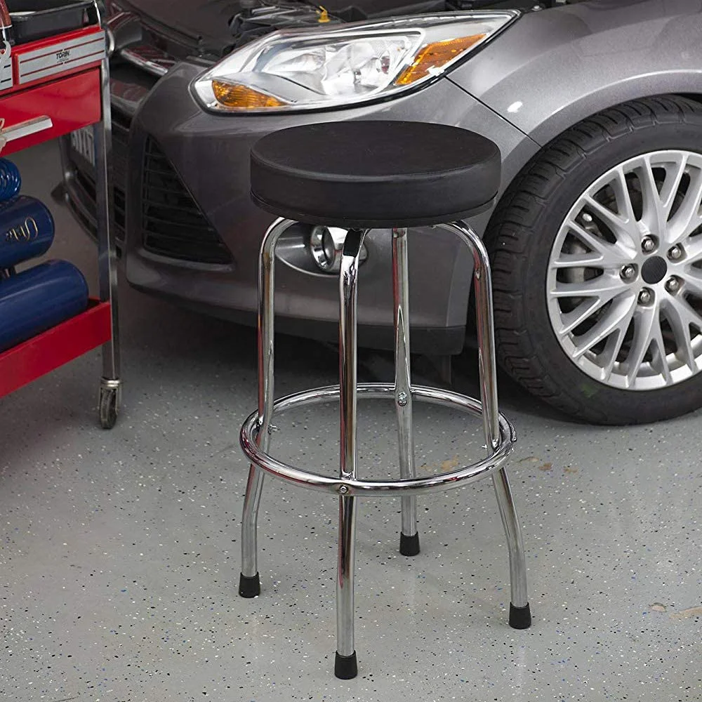 360 Degree Rotating Bar Stool Comfort Cushion Garage/Workshop Car Creeper Seat with Chrome Legs