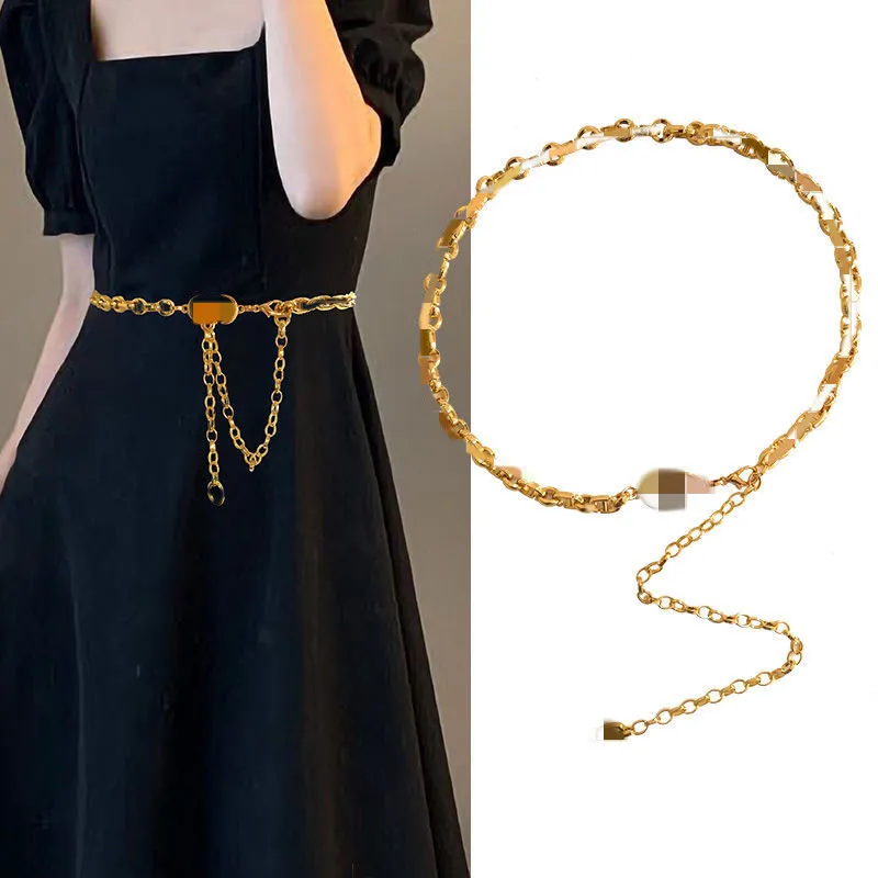 Wholesale Designer Chain Belts Ladies Gold Chain Belt with Letter for Women Dress Waist Chain Belt